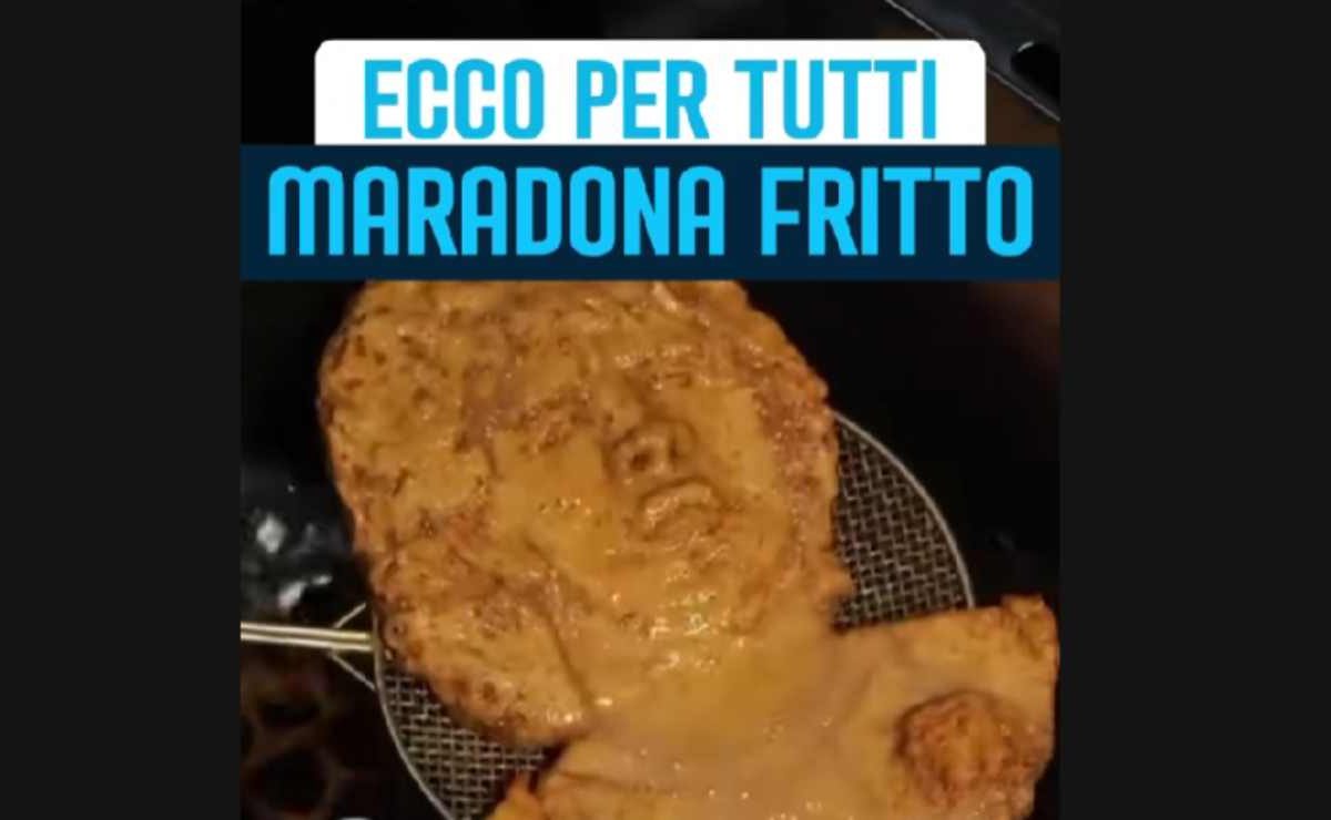 Napoli, che orrore: spunta il “Maradona Fritto” | Una cotoletta col volto di Diego: folklore o cattivo gusto? (VIDEO)